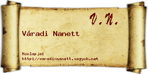 Váradi Nanett névjegykártya